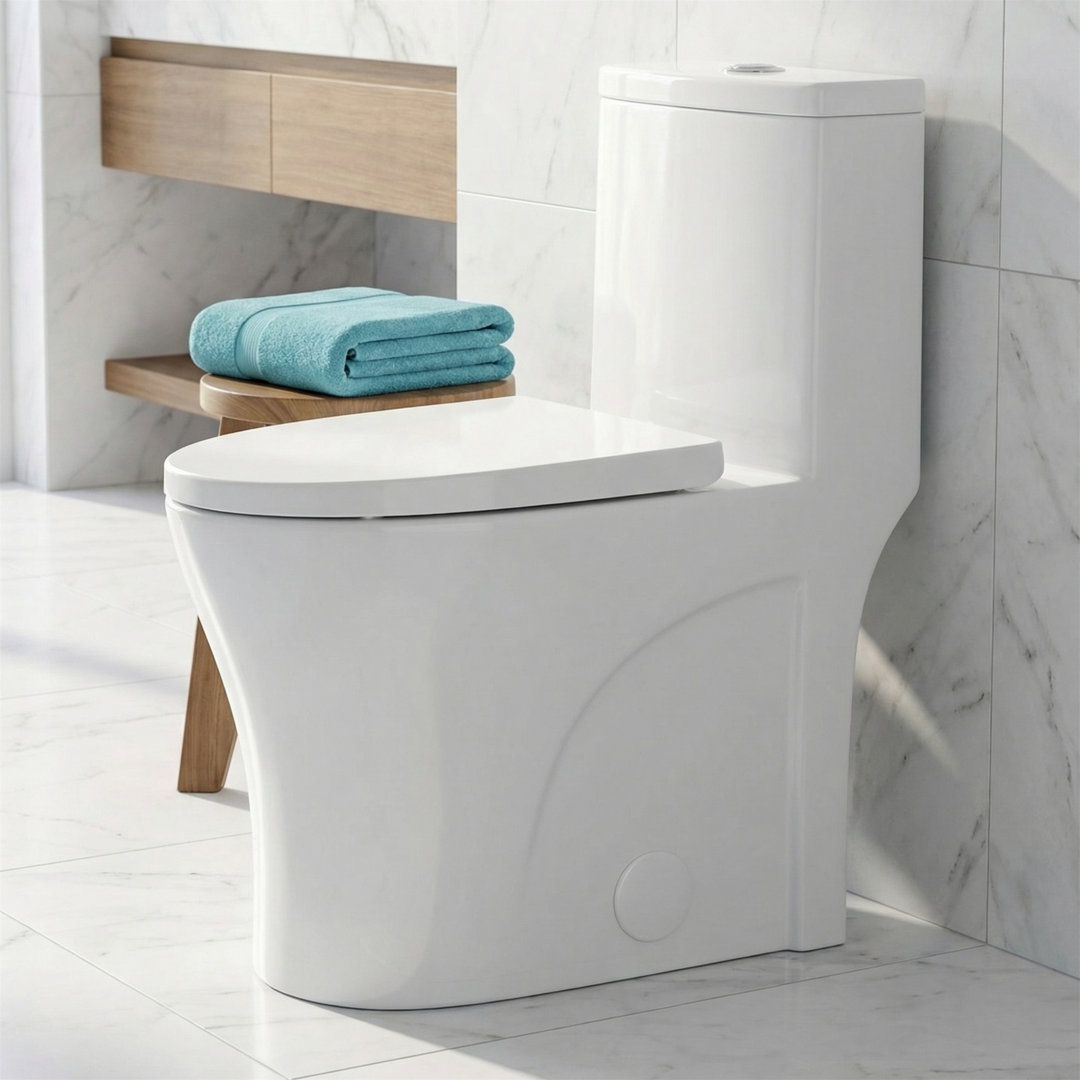 Dual Flush One Piece Toilet, 12" Rough-In, 1.24/1.6 GPF Tornado Flush, Soft Closing Quick-Release PP Seat, MAP 800g, Skirted Design, High-Fired Ceramic (1380°C)